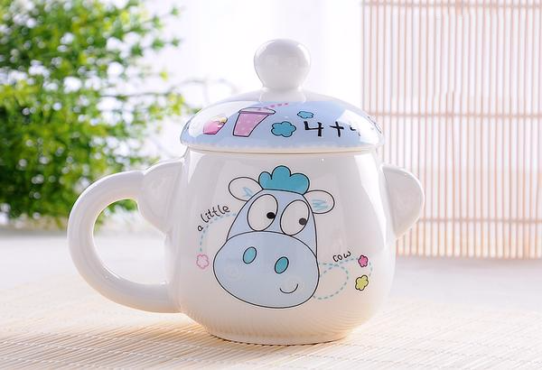 Ceramic Lids Thermos Cow Coffee Mug