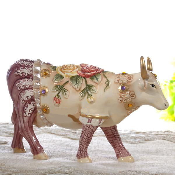 Rose Ceramic Creative Cow Figurine