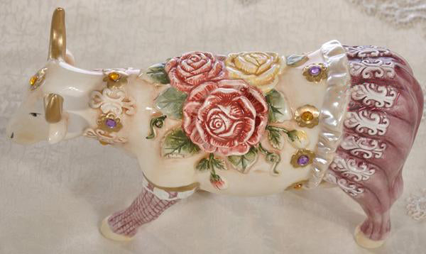 Rose Ceramic Creative Cow Figurine