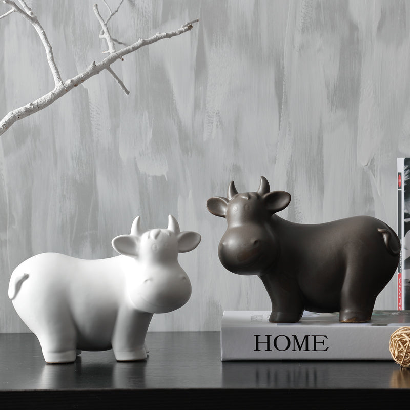 Minimalist Ceramic Cattle Cow Figurine