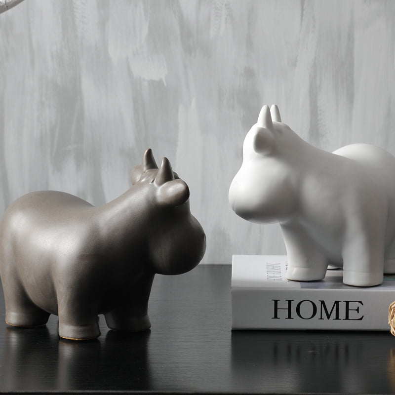 Minimalist Ceramic Cattle Cow Figurine