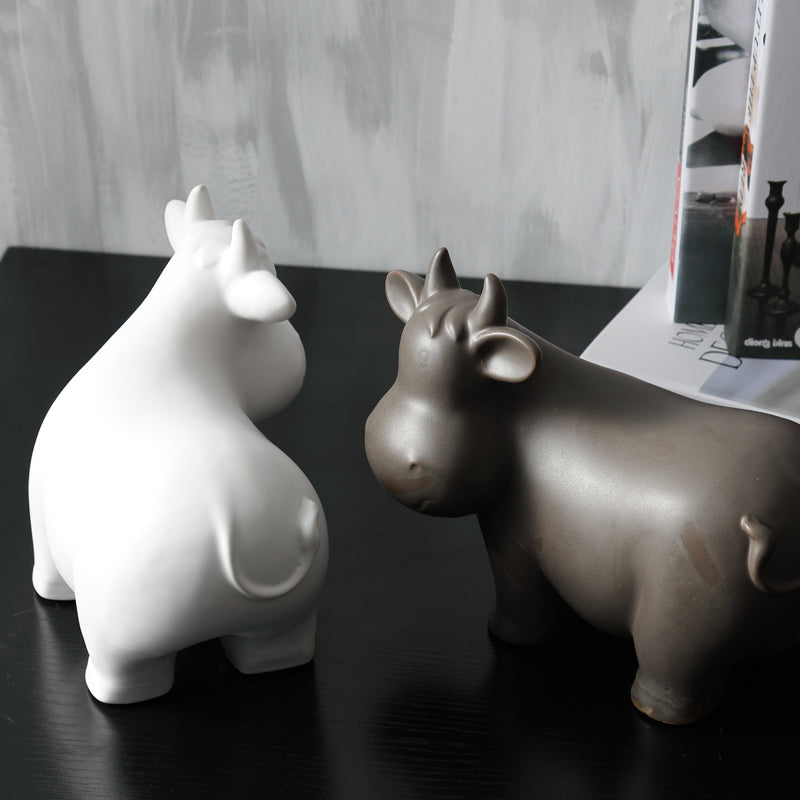 Minimalist Ceramic Cattle Cow Figurine