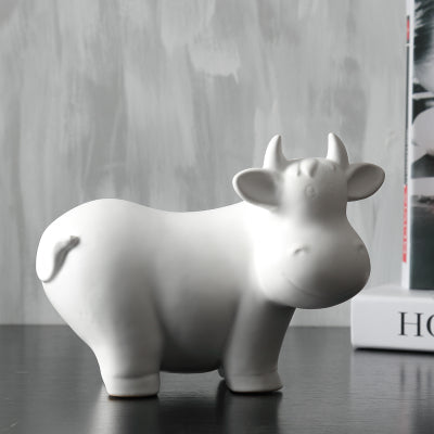 Minimalist Ceramic Cattle Cow Figurine