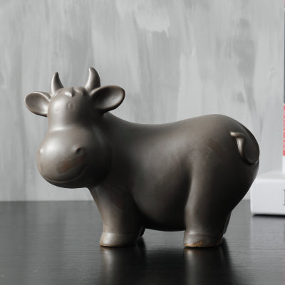 Minimalist Ceramic Cattle Cow Figurine