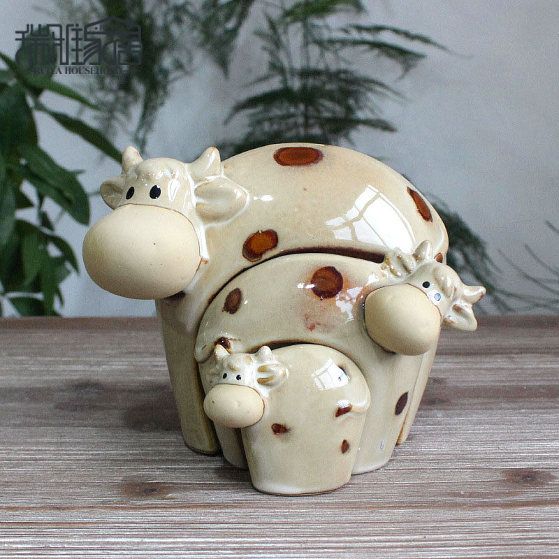 Lovely Ornament Cow Family Figurine