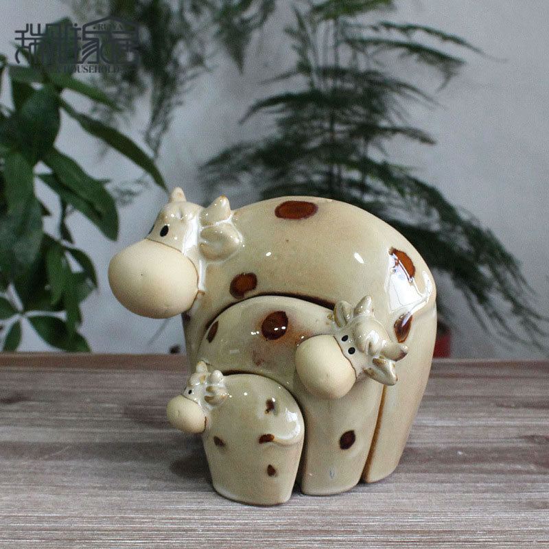 Lovely Ornament Cow Family Figurine