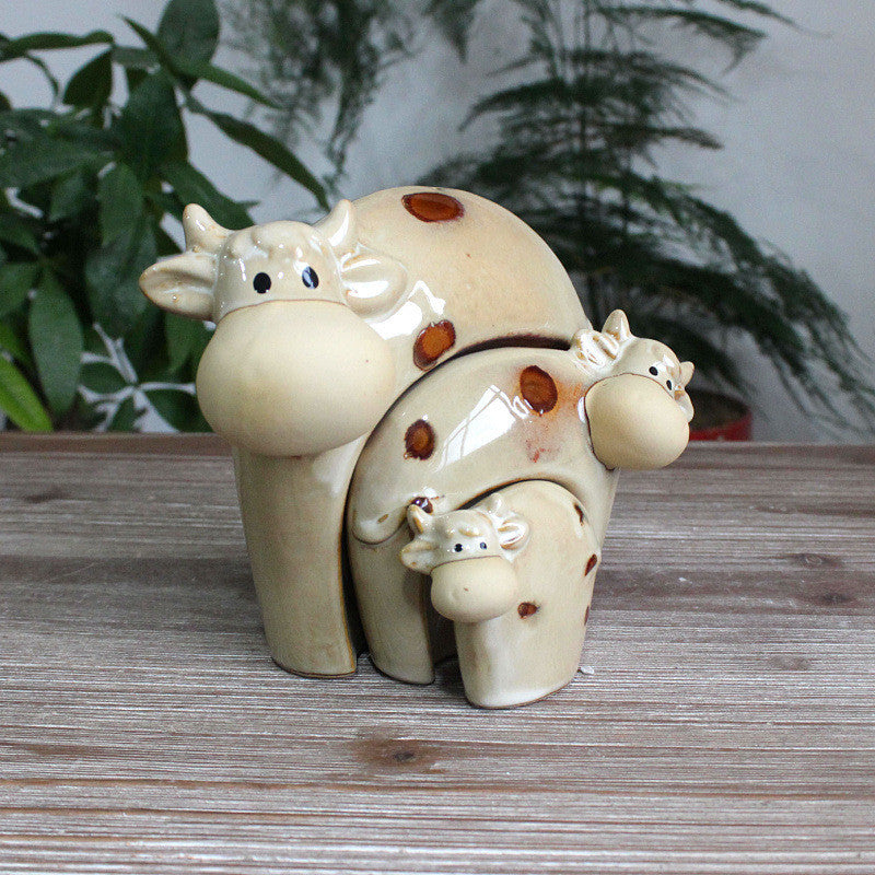 Lovely Ornament Cow Family Figurine