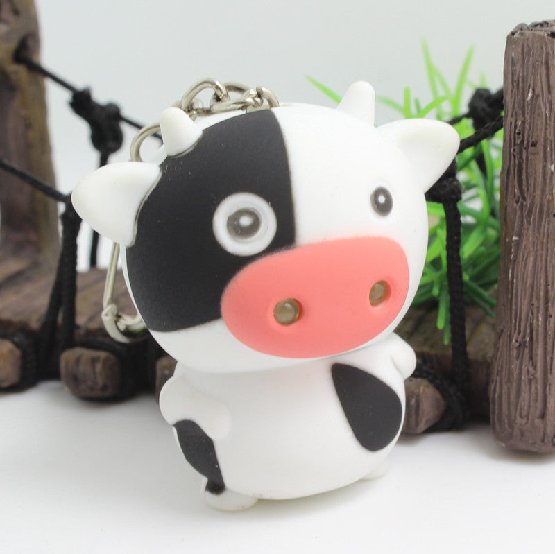 LED with Sound Flashlight Cow Keychain