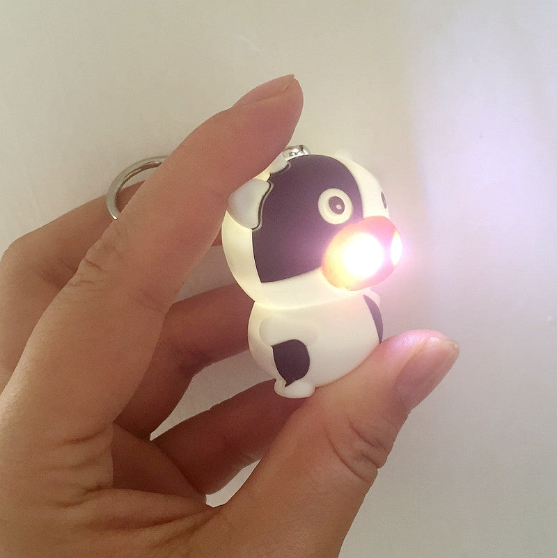 LED with Sound Flashlight Cow Keychain