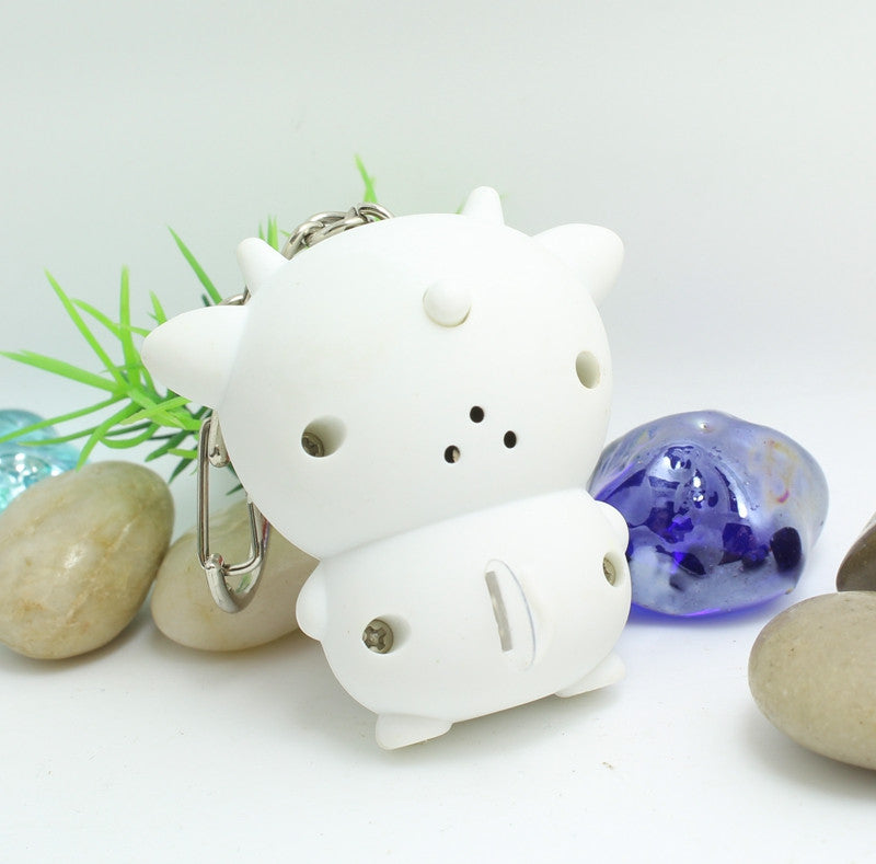 LED with Sound Flashlight Cow Keychain