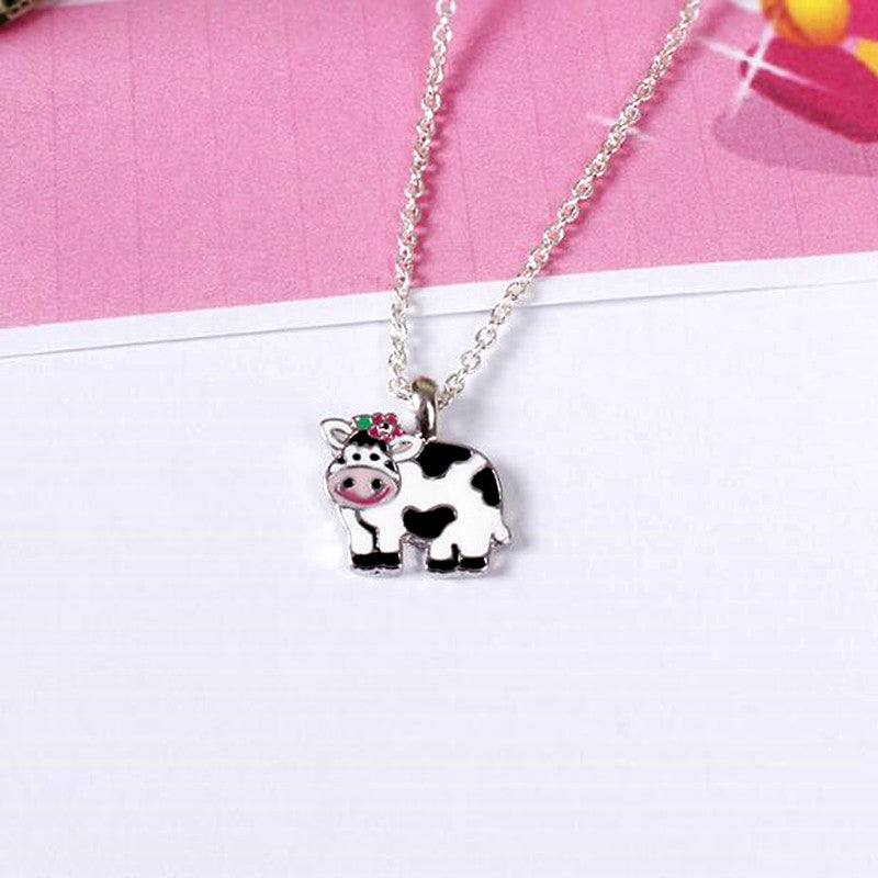 Funny Cow Pendant Metal Necklace