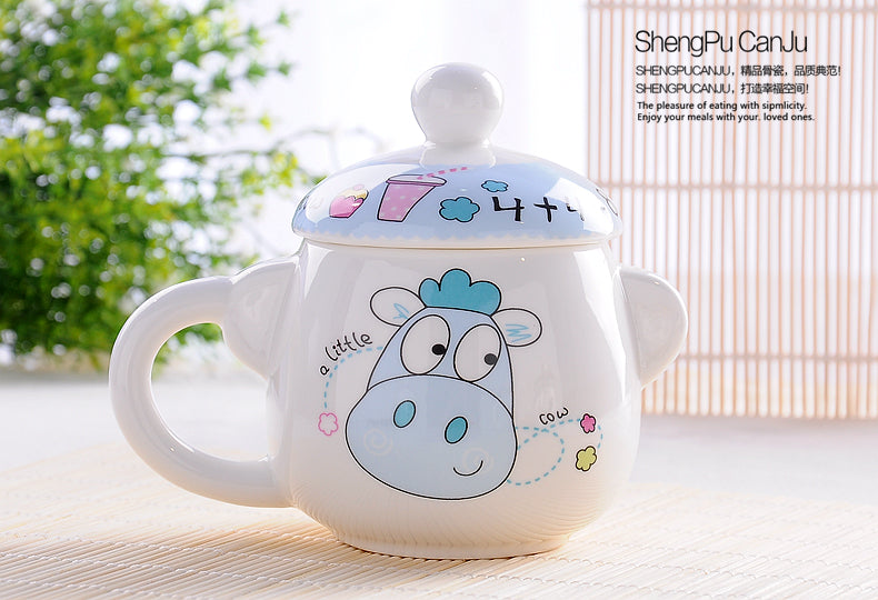 Ceramic Lids Thermos Cow Coffee Mug