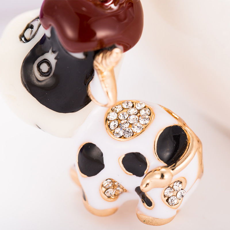 Novelty Milk Cow Crystal Keychain