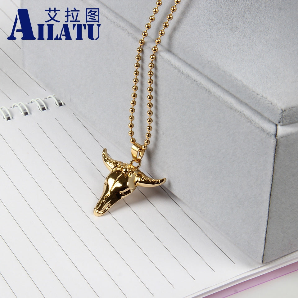 Men's Cow Skull Head Necklace