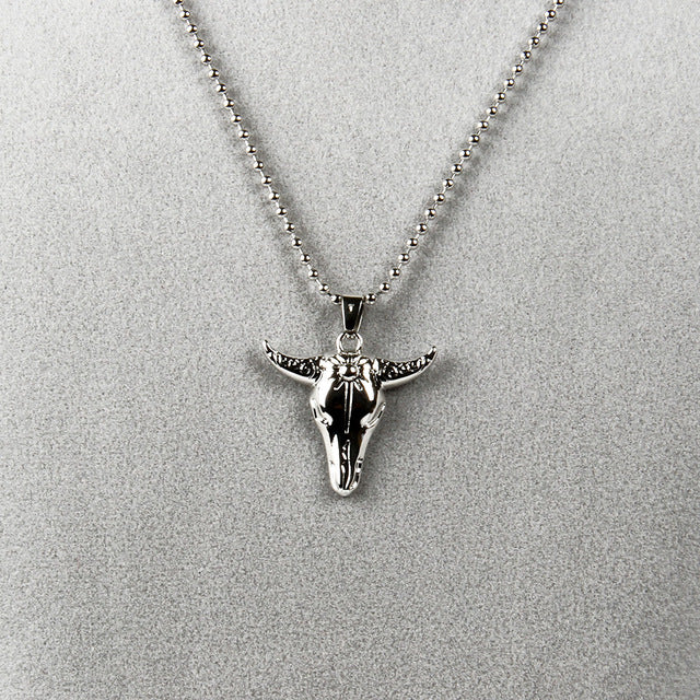 Men's Cow Skull Head Necklace