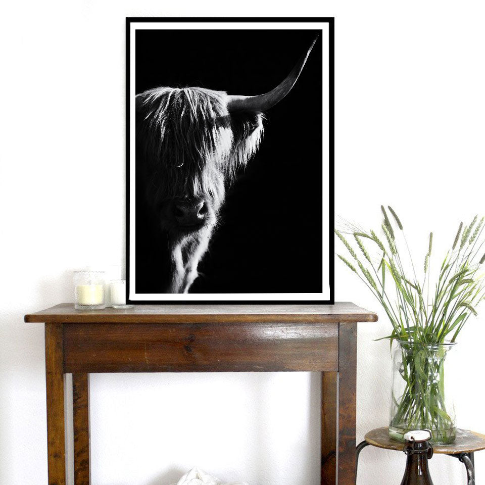Portrait Highland Cow Wall Art Painting