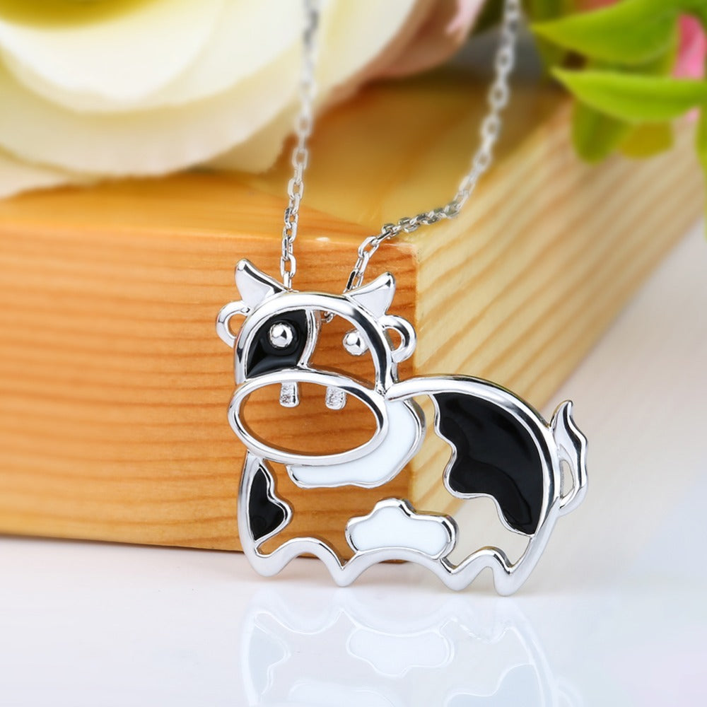 Sterling Silver Lovely Small Cow Necklace