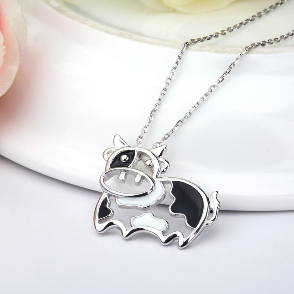 Sterling Silver Lovely Small Cow Necklace