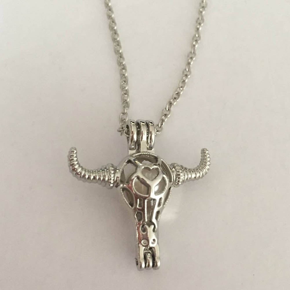 Gothic Men's Cow Skull Head Necklace