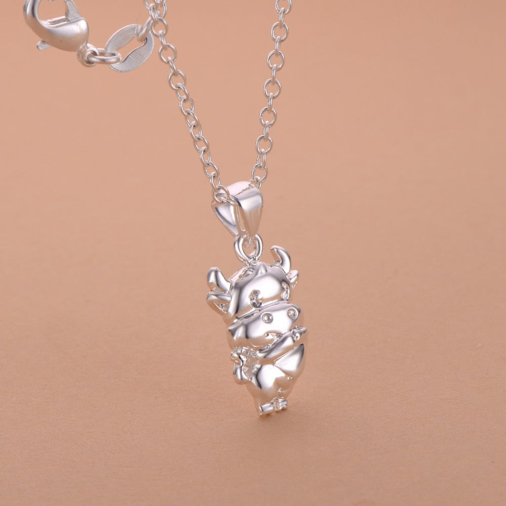 Silver Plated Cow Necklace