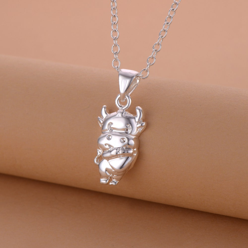 Silver Plated Cow Necklace