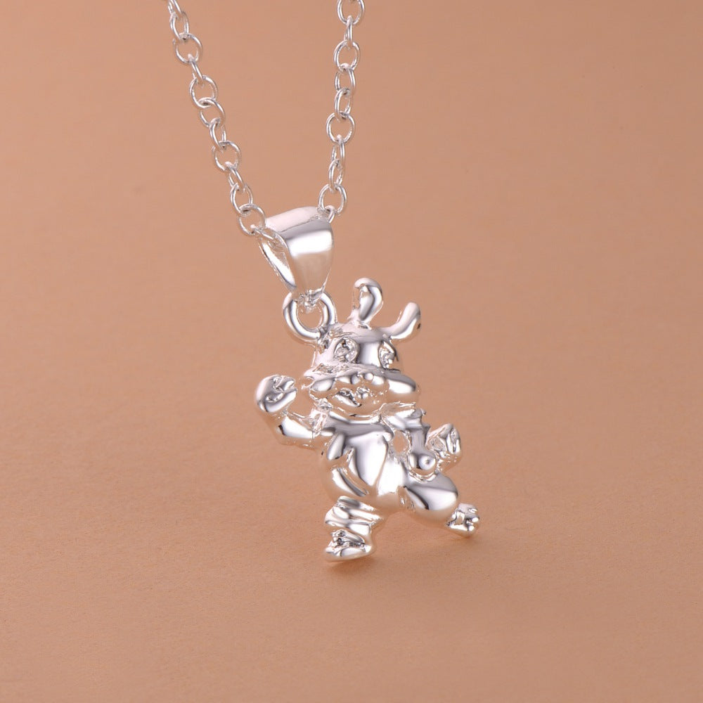 Silver Plated Cow Necklace