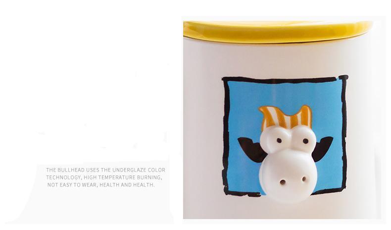 Cow Porcelain Mug With Cover Spoon
