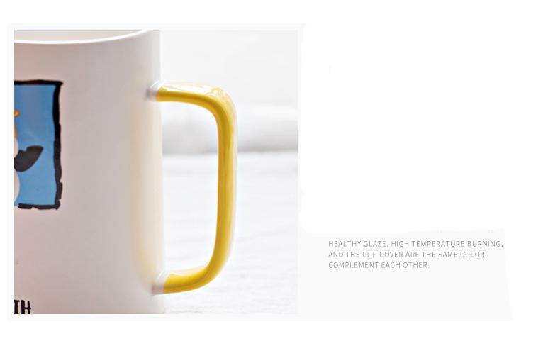 Cow Porcelain Mug With Cover Spoon