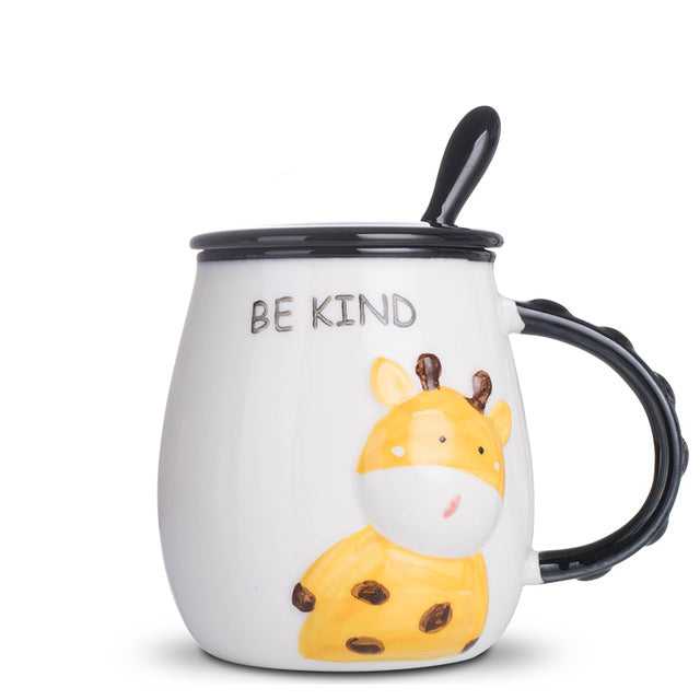 Creative Cow Mug With Lid Spoon