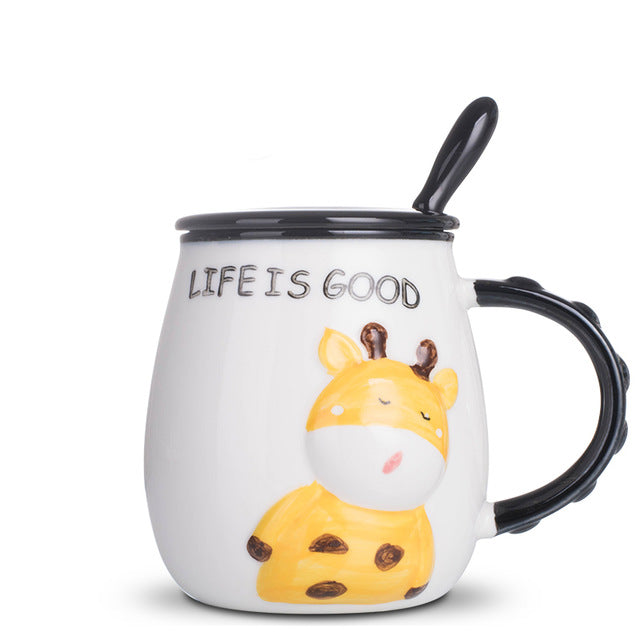 Creative Cow Mug With Lid Spoon