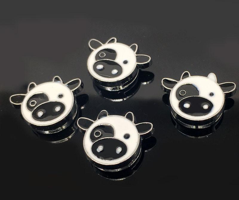 Enamel Cow Head Slide Strips Keychain