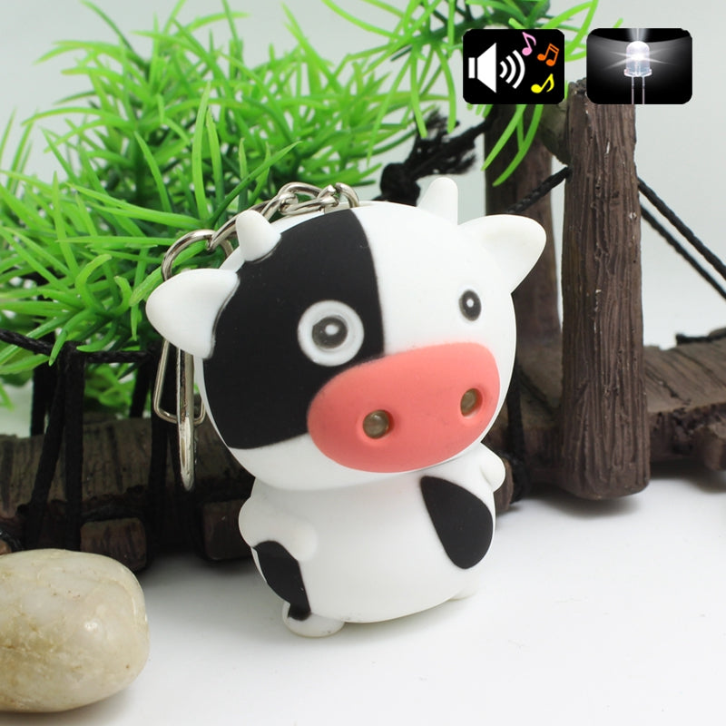 LED with Sound Flashlight Cow Keychain