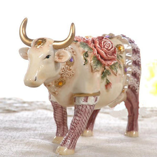 Rose Ceramic Creative Cow Figurine