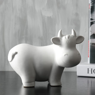 Minimalist Ceramic Cattle Cow Figurine
