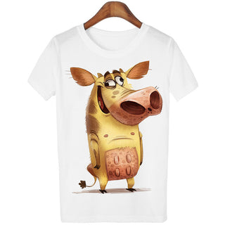 Top Cartoon Cows Print T-shirts