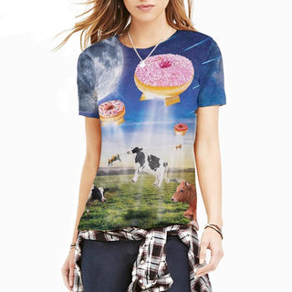 New Funny Donut's UFO Cow T Shirt