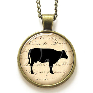 Cow Vintage Paper Necklace