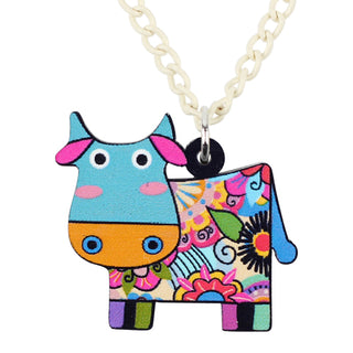 Acrylic Cartoon Dairy Cattle Necklace