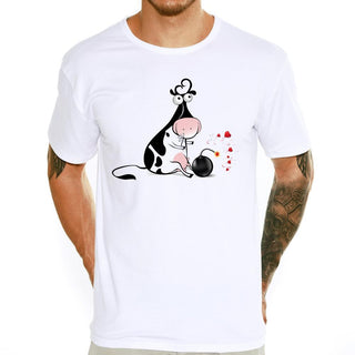 Cartoon Cow Design Men's T Shirt