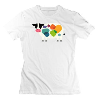 Colorful Cartoon Cow Printing Short Sleeve