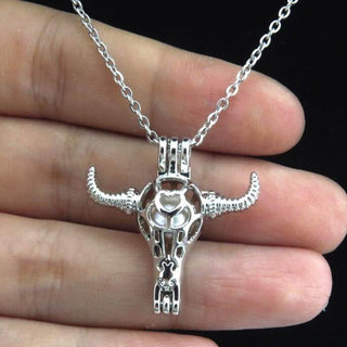 Gothic Men's Cow Skull Head Necklace