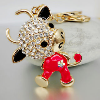 Rhinestone Crystal Lovely Cow Keychain