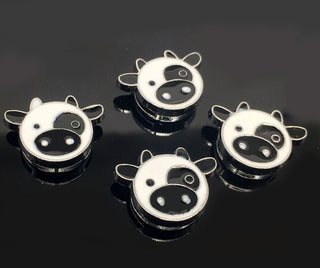 Enamel Cow Head Slide Strips Keychain